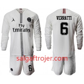 Paris Saint-Germain Fodboldtrøjer VERRATTI 6 Jodan Hvid Børn 3. sæt 2018/19 Langærmet